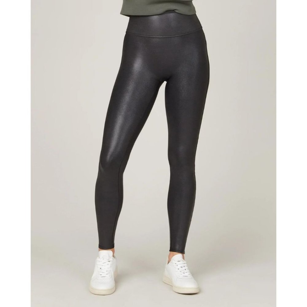 Spanx Faux Leather Leggings Black Size Small Petite